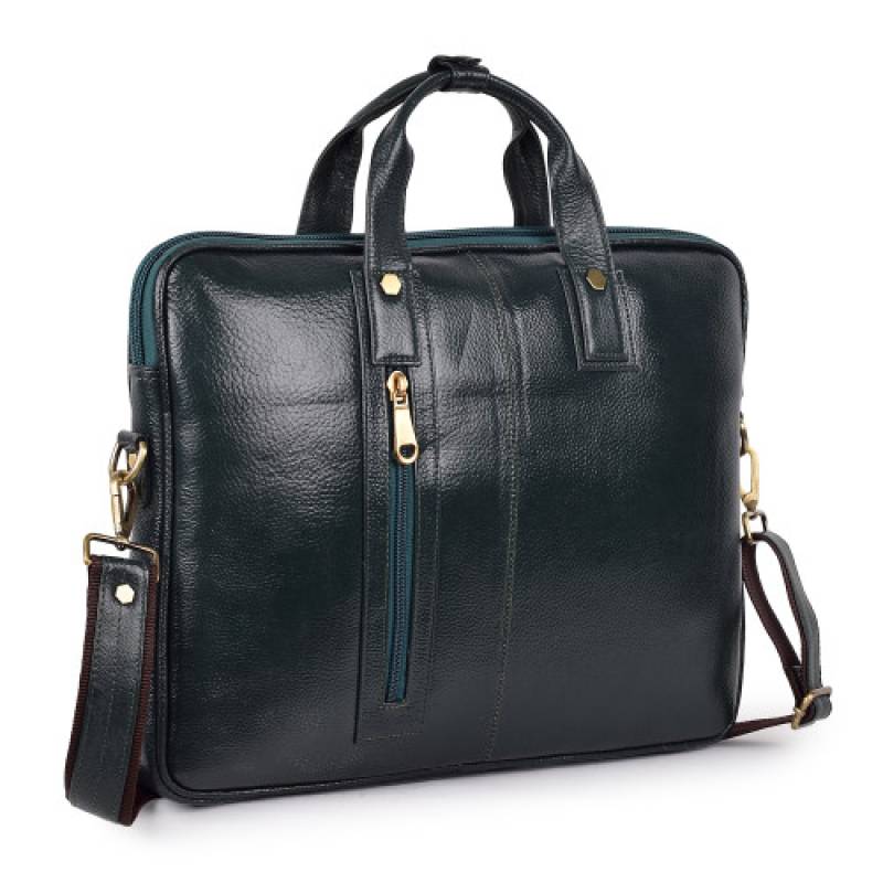 16-Inch Croco Leather Laptop Messenger Bag – Fits 15.5-Inch Laptops, 3 Spacious Compartment