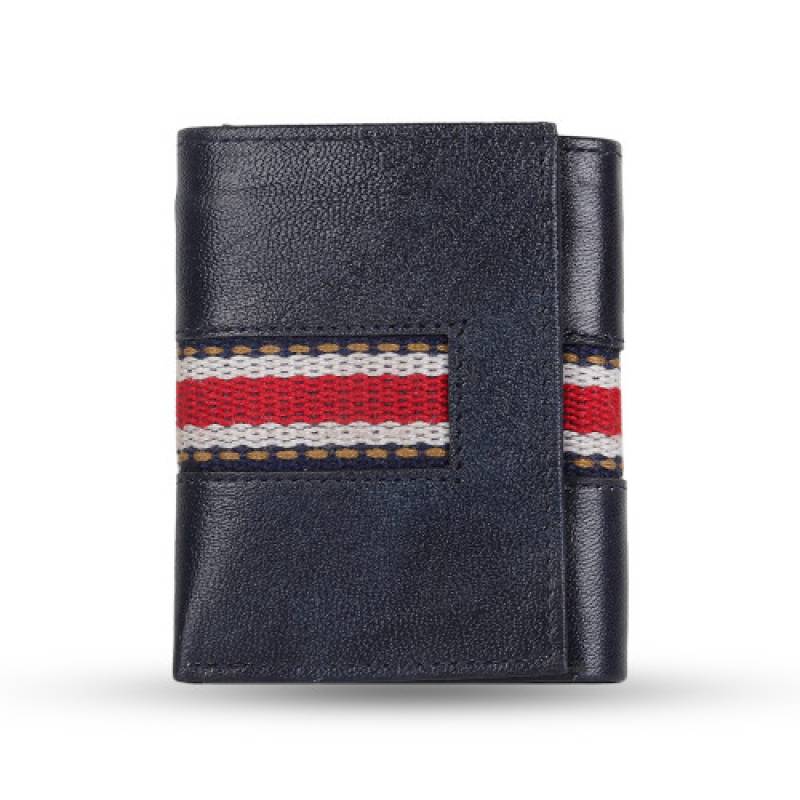 Black Leather Wallet Mens' bifold wallet with 10 card slots & a coin pocket