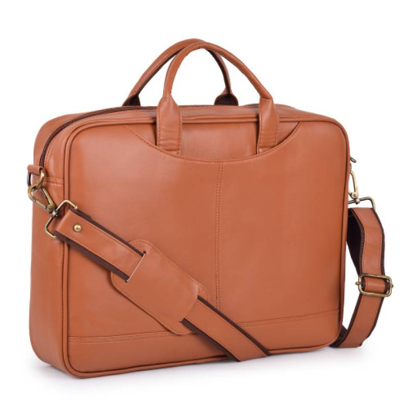 "15.5-Inch Raxin Laptop Messenger Bag with Trolley Strap - Available in Tan Stylish Colors"
