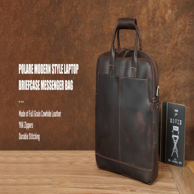 FERNWEH Brown Office Messenger Bag – 15.6 " Genuine Leather with Adjustable Shoulder Strap