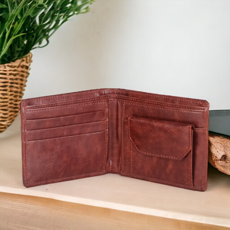 Mens' bifold wallet with 5 card slots & a coin pocket Ten colour Rexine