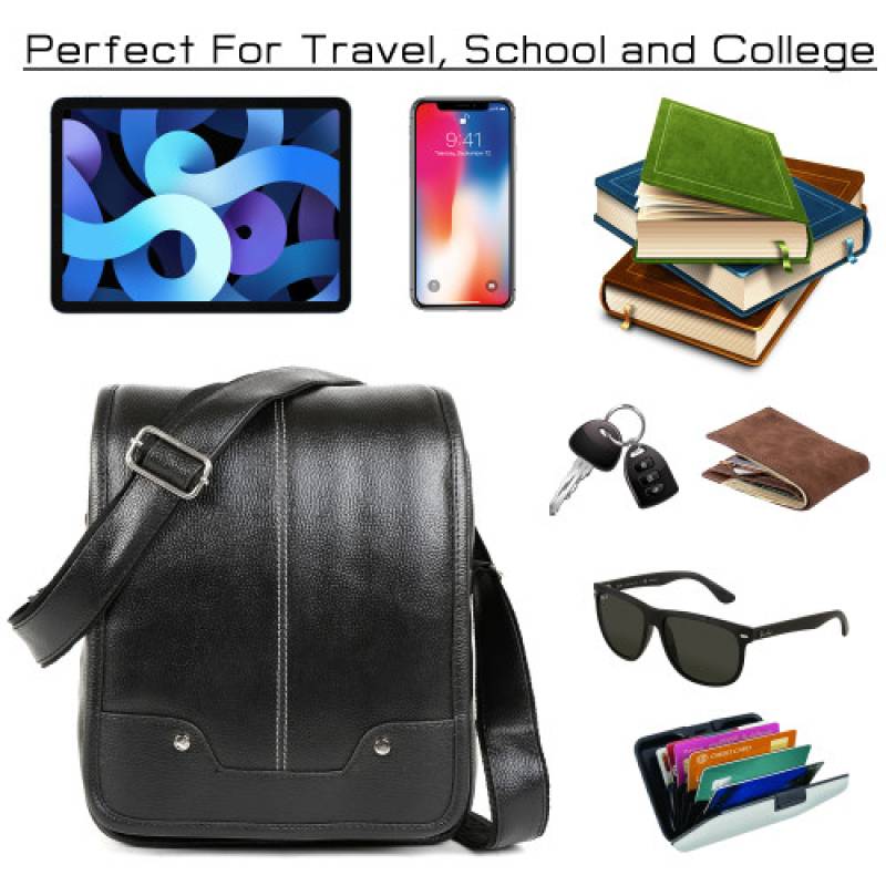 Martucci Stylish PU Leather Sling Cross Body Travel Office Messenger One Side Shoulder Bag for Mens