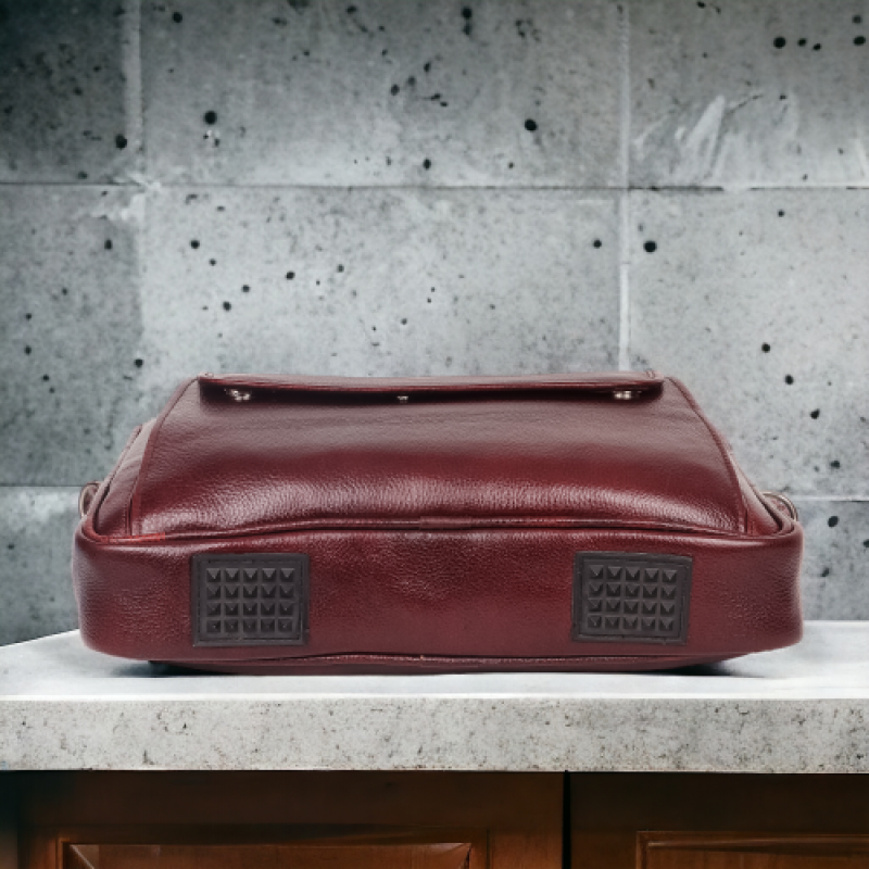 FERNWEH Genuine Leather Messenger Bag – 16 Inch Laptop Compartment, Brown, with Trolley Strap