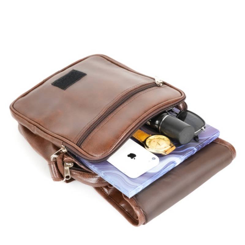 Martucci Stylish PU Leather Sling Cross Body Travel Office Messenger One Side Shoulder Bag for Men