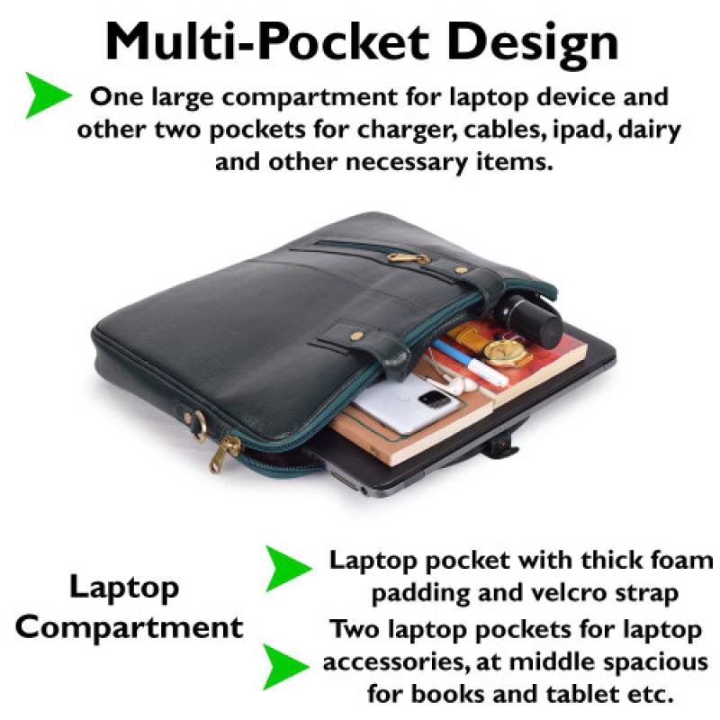 16-Inch Croco Leather Laptop Messenger Bag – Fits 15.5-Inch Laptops, 3 Spacious Compartment