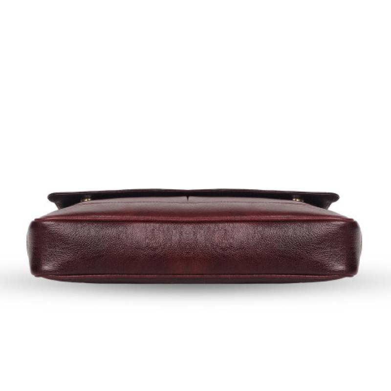 FERNWEH Leather Laptop Bag, 15.5 inch Compartment, 16 inch Size, Trolley Strap, 3 Compartments, 1 Pen Pocket, 1 Phone Pocket, Zipper and Magnetic Closure, Burgundy