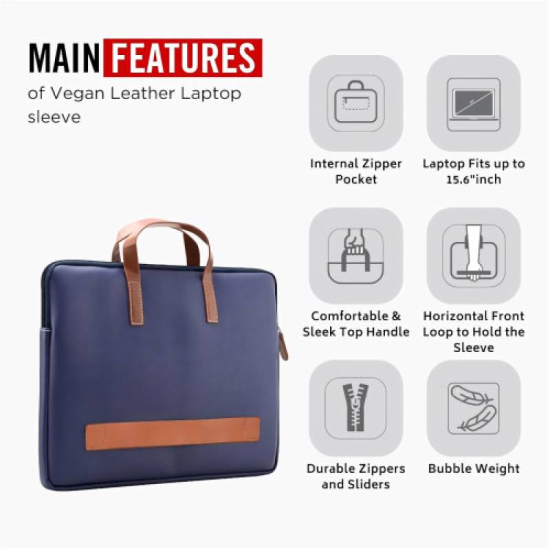Fernweh "16-Inch Laptop Messenger Case with Trolley Strap - Blue + Tan Color