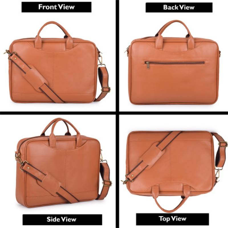 "15.5-Inch Raxin Laptop Messenger Bag with Trolley Strap - Available in Tan Stylish Colors"