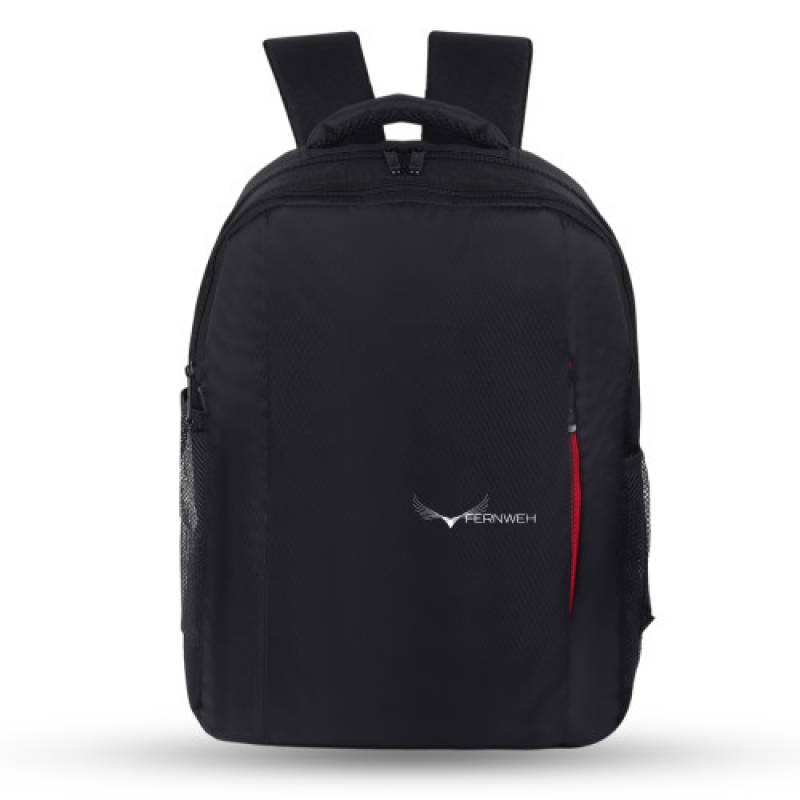 FERNWEH Black Backpack, 3 Compartments, 13-17 inch Laptop Compartment, 18 x 12 inch
