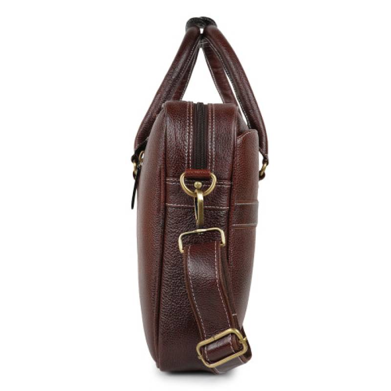 FERNWEH Leather Brown Office Messenger Bag |15.6 inch| Padded Compartment | Detachable and Adjustable Shoulder Straps with Special Anti-Rust Fitting