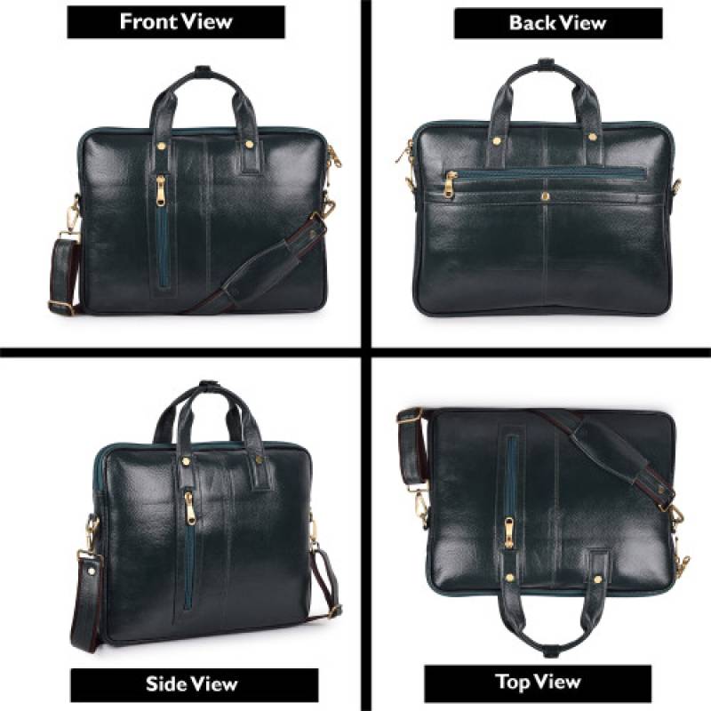 16-Inch Croco Leather Laptop Messenger Bag – Fits 15.5-Inch Laptops, 3 Spacious Compartment