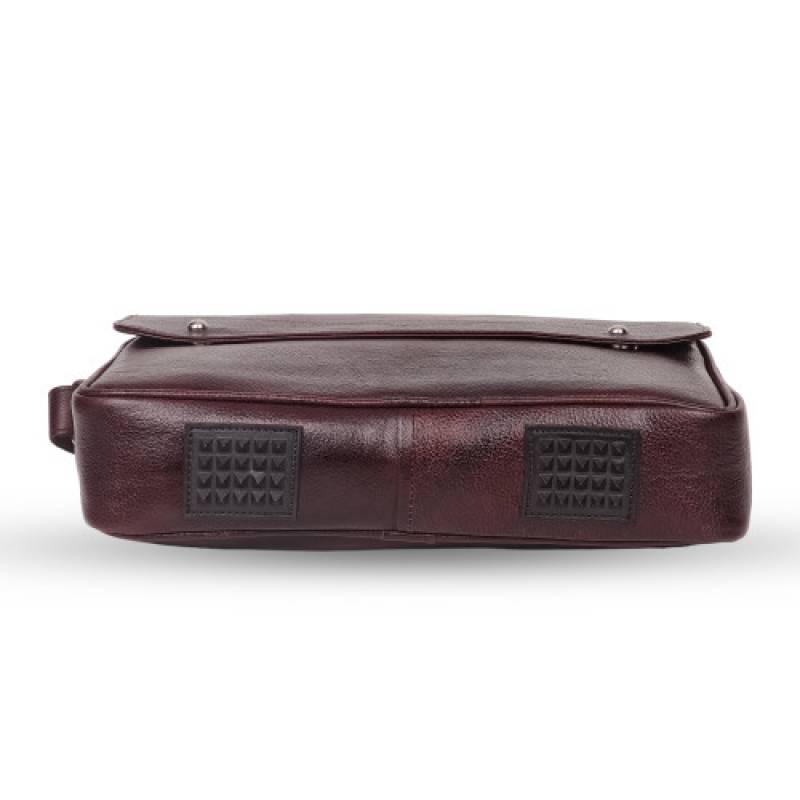 FERNWEH Leather 14 Inch Laptop Messenger Bag, 15 Inch Capacity, 3 Compartments, 7 Pockets, Magnetic Flap with Zipper, Brown