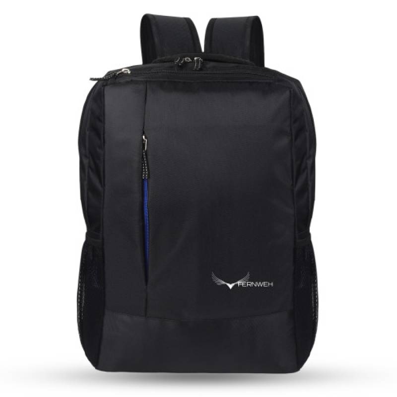 FERNWEH 18 Inch Backpack with 16 Inch Laptop Compartment, 3 Compartments, Trolley Strap, Black and Blue
