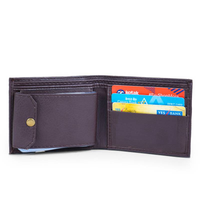 Dark Brown Raxin Mens' bifold wallet with 7 card slots