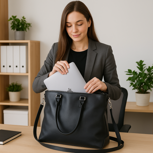 Fernweh Women's Handbag – Luxurious Nappa Leather Tote/Crossbody Bag in Classic Black"