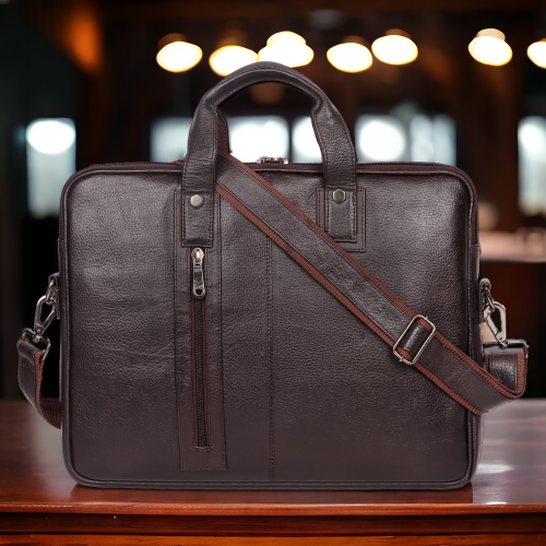 FERNWEH Brown Office Messenger Bag – 15.6 Inch Genuine Leather with Adjustable Shoulder Strap